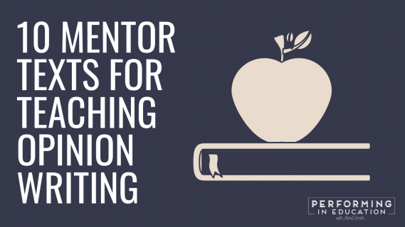 A horizontal graphic with a dark background and white text that says "10 Mentor Texts for Teaching Writing"