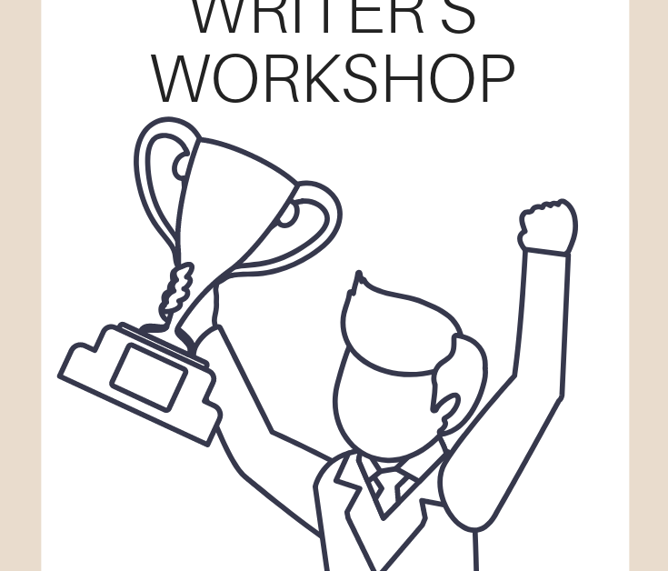 A vertical graphic with a tan and white background with text that says "How to Run a Successful Writer's Workshop" on it