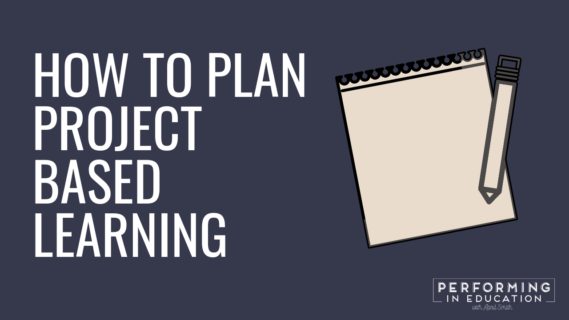A horizontal graphic with a dark background and white text that says "How to Plan Project Based Learning"