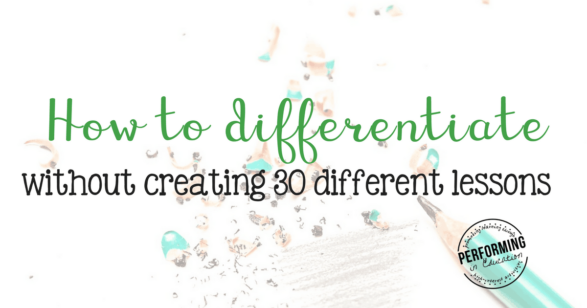 How to differentiate without planning 30 individual lessons!