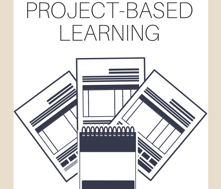 A vertical graphic with a tan and white background with text that says "Rubrics and Self-Assessment in Project-based Learning" on it