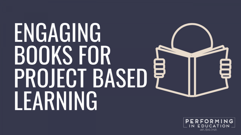 A horizontal graphic with a dark background and white text that says "Engaging Books for Project Based Learning"