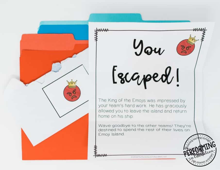 You Escaped! Escape from Emoji Island™ | Learn how to use escape rooms in your elementary classroom to review the standards for test prep time!