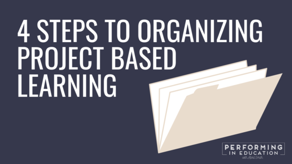 A horizontal graphic with a dark background and white text that says "4 Steps to Organizing Project-Based Learning"