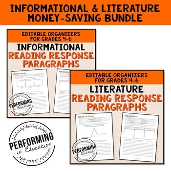 Reading Response Paragraphs: Editable Informational and Literature Bundle