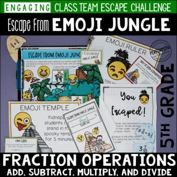 5th Grade Fraction Game Review  | Fraction Test Prep Escape Room