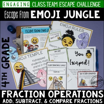 4th Grade Fraction Game Review  | Fraction Test Prep Escape Room