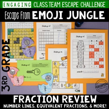 3rd Grade Fraction Game Review  | Fraction Test Prep Escape Room