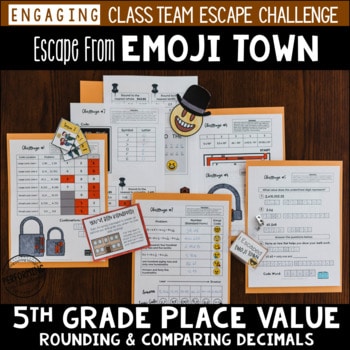 Decimal Place Value Game 5th Grade | Escape Room Test Prep