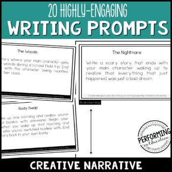 Writing Creative Narrative Writing Prompts for Grades 3, 4, 5 with Brainstorming