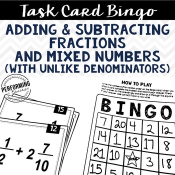 Fractions and Mixed Numbers Task Card Bingo – Great for centers!