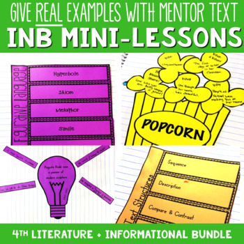 Reading Interactive Notebook with Mini Lessons ENTIRE YEAR Bundle 4th CCSS