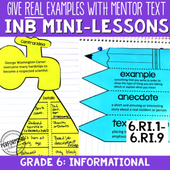 Reading Interactive Notebook with Mini Lessons – 6th Informational Standards-[