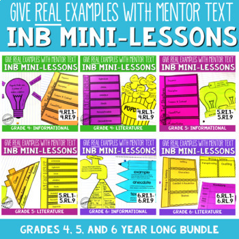 Reading Interactive Notebooks with Mini Lessons – YEAR BUNDLE 4th 5th 6th CCSS