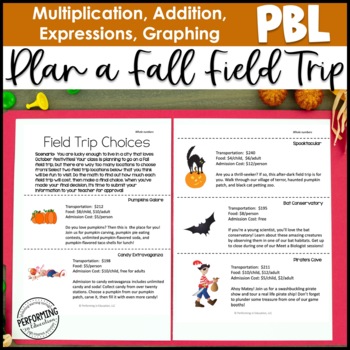 Math Project Multiplication, Addition, Expressions, Graphing | Fall Activities