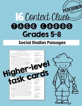 Context Clues Practice Task Cards Grade 5th 6th Social Studies
