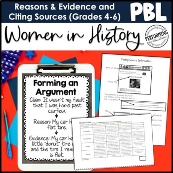 ELA Project Based Learning: Women in History – Supporting opinions using reasons