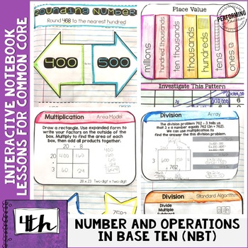 Interactive Math Notebook 4th Grade Numbers & Operations in Base Ten NBT