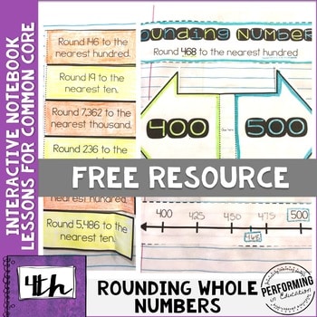 Rounding 4th Grade Interactive Math Notebook NBT Freebie