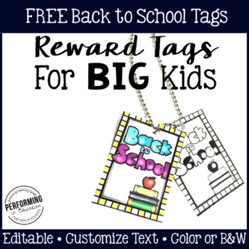 Reward Tags for Big Kids: Back to School Classroom Management Freebie