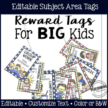 Reward Tags for Big Kids: Subject Area Reward Tags