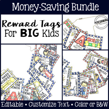 Classroom Management Reward Tags for Big Kids: Editable Bundle!