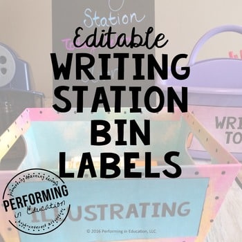Writing Station Bin Labels FREE