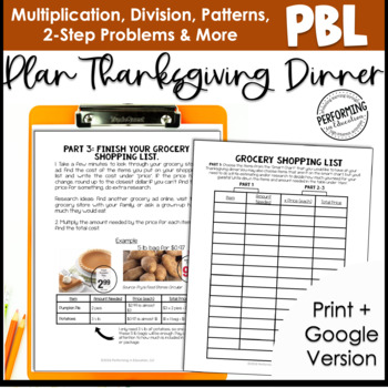 3rd Grade Thanksgiving Project Based Learning | November Math Activities