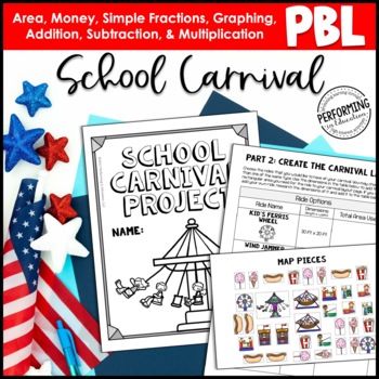 End of the Year Math Project For 4th Grade: School Carnival | Graphing, Fraction