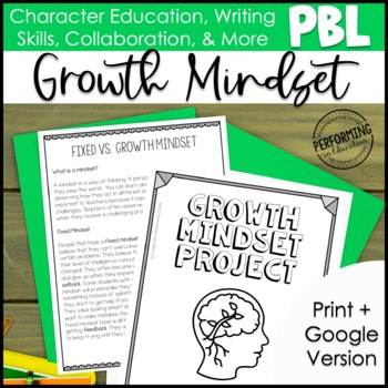 Growth Mindset ELA Project Based Learning Back to School Activity Digital/Print