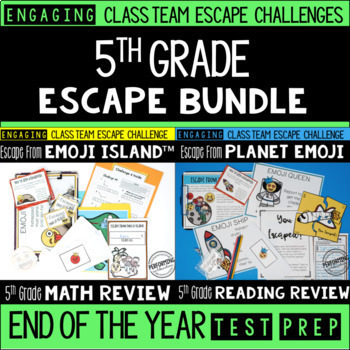 End of the Year Escape Room for 5th Grade Bundle: Reading & Math Challenges