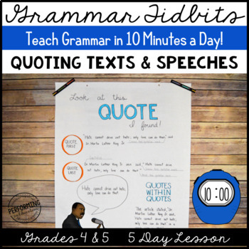 Quoting Texts and Speeches Lesson 5 Day Unit Teach in 10 Minutes/Day!