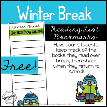 Free Winter Break Reading List Bookmarks | Grades 3-5