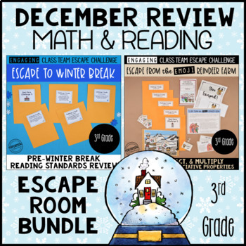 3rd Grade Winter Escape Room | Reading and Math Review Game
