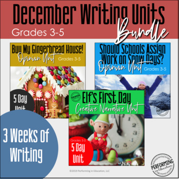 Christmas Writing Activities Bundle: 3 Engaging Winter Writing for 3rd, 4th, 5th