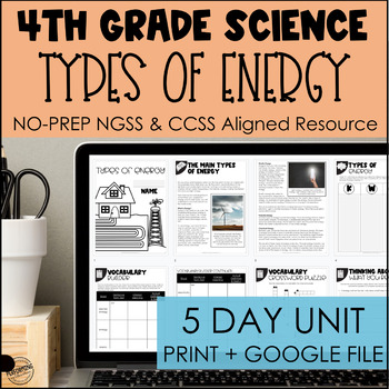Types of Energy No Prep Science Packet | Potential & Kinetic | Print + Google