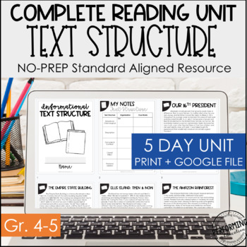 Text Structure Digital & Print Reading Packet | Distance Learning Google 4th 5th