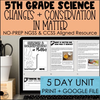 Changes and Conservation in Matter No Prep Science Packet | Print + Google | 5th