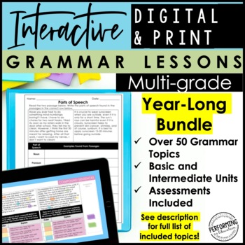 Grammar Lessons & Activities | ENTIRE YEAR Elementary Grammar + Assessments