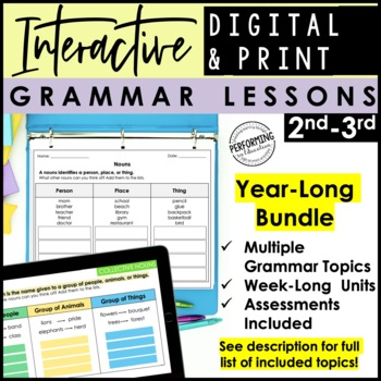 Digital & Print Interactive Grammar | Year-Long Bundle | 2nd & 3rd | Google Apps