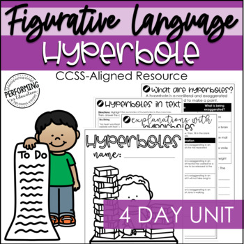 Figurative Language Hyperbole Unit | Printable Worksheet Activities