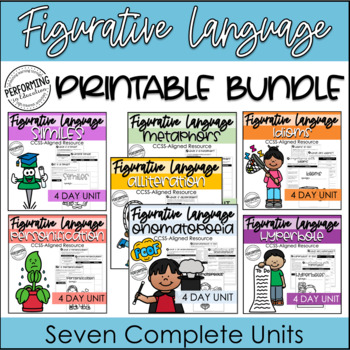 Figurative Language Complete Units Bundle | Worksheets, Mini-Lesson, Anchor