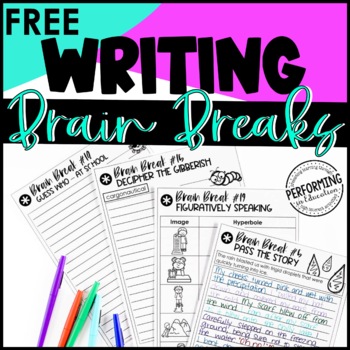 FREE Writing Brain Breaks | Quick Write Activities | Writing Games | 3rd-5th