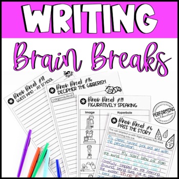 Writing Brain Breaks | Quick Write Activities | Writing Games | 3rd-5th