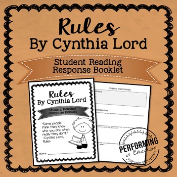 Rules by Cynthia Lord Reading Response STUDENT BOOKLET
