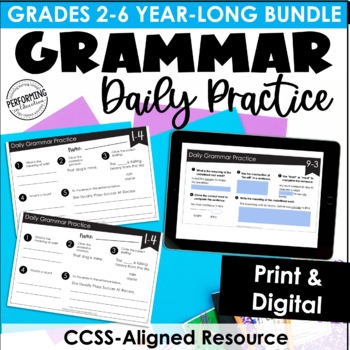 Multi-Grade Year-Long Daily Grammar Practice 2nd-6th Grade | Grammar Worksheets