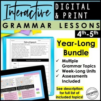 Digital & Print Grammar Lessons | Year-Long Grammar Units | 4th-5th Grade