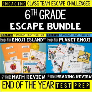 End of the Year Escape Room for 6th Grade Bundle: Reading & Math Challenges