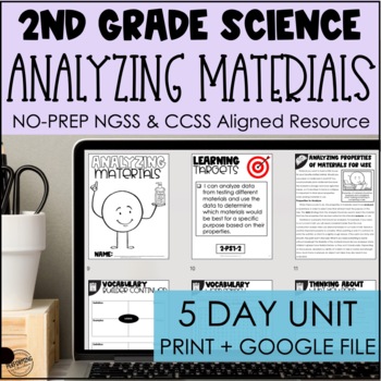 Analyzing Matter & Materials | 2nd Grade Science NGSS | Print + Google 2-PS1-2