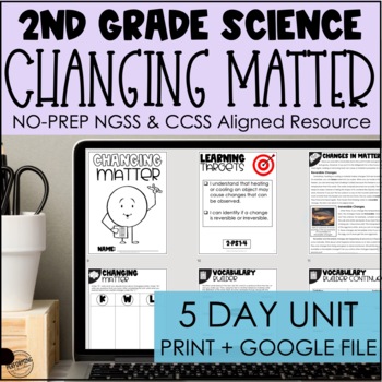 Changing States of Matter | 2nd Grade Science NGSS | Print + Google 2-PS1-4